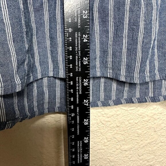 Cotton Bleu Women's Small Boho Style Top Chambury Striped Bubble Sleeve High Low - Picture 5 of 8